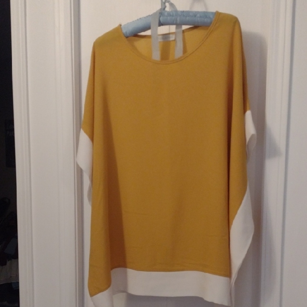 Chic Mustard and White Women's Blouse